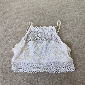 High neck lace bralette